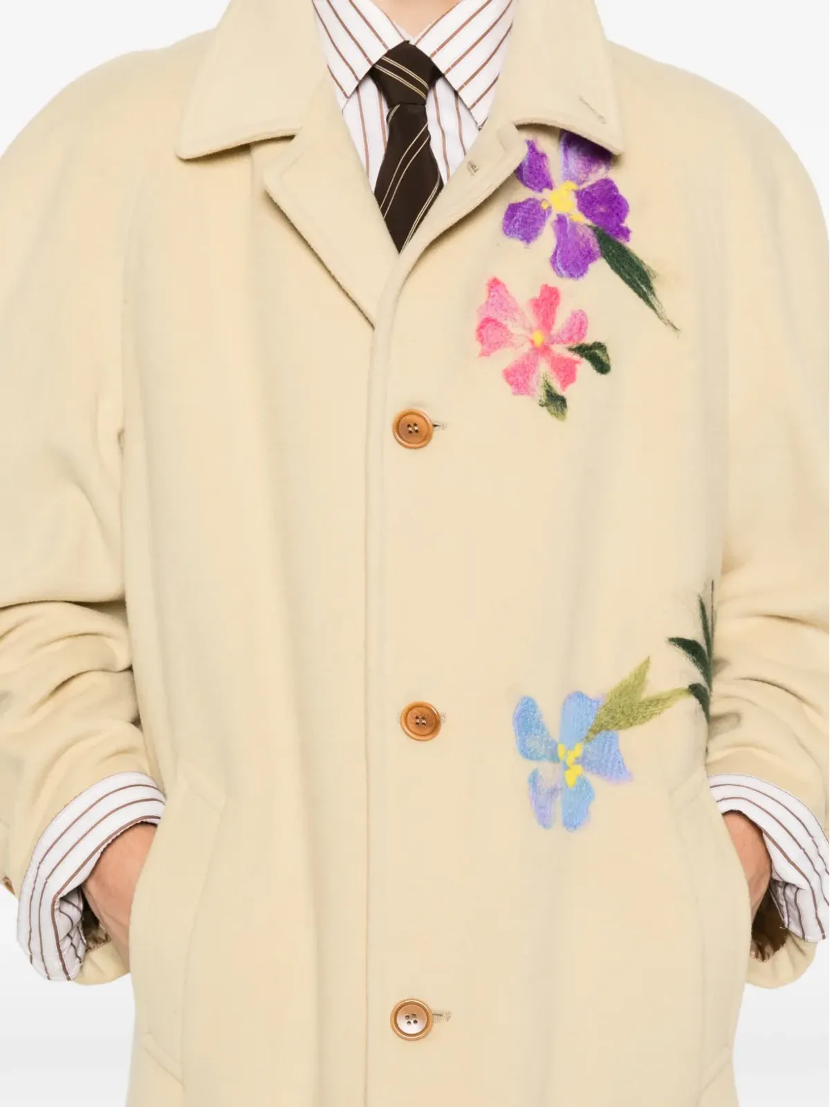 A.N.G.E.L.O. Vintage Upcycling 花柄ディテール シングルブレストコート - 画像5