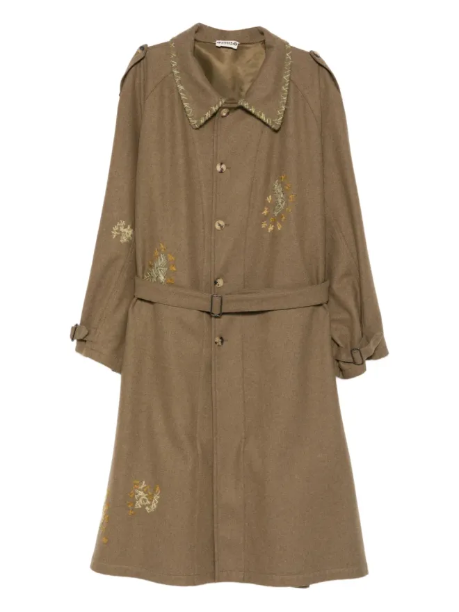 A.N.G.E.L.O. Vintage Upcycling A.N.G.E.L.O. Vintage Upcycling embroidered belted-waist coat - Brownの商品画像