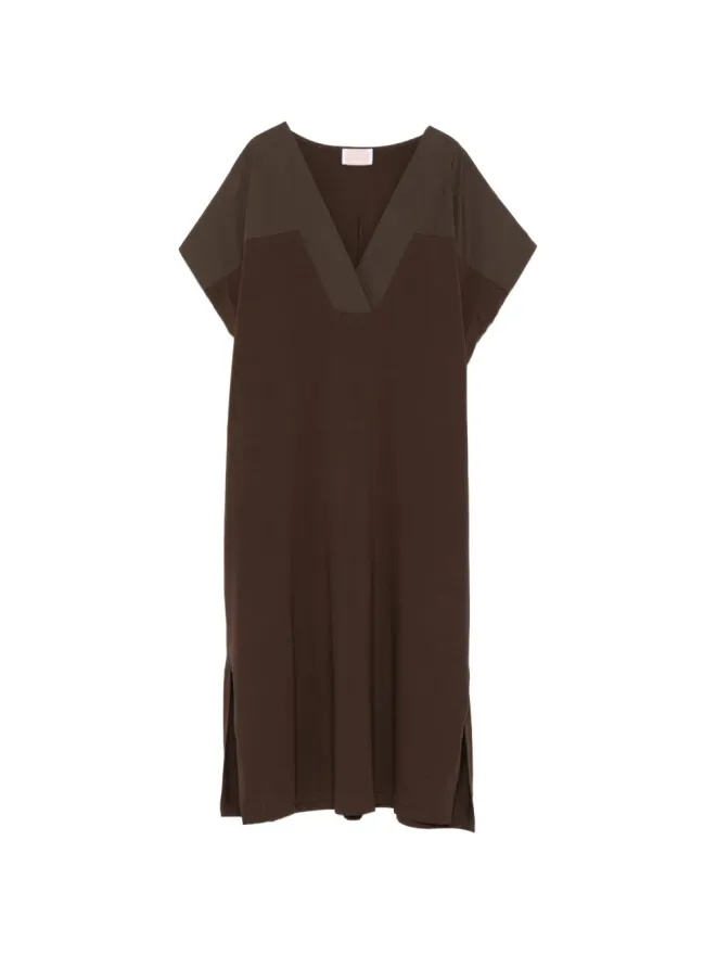 Marina Rinaldi Marina Rinaldi Nnwalga Vネック ミディドレス - ブラウンの商品画像