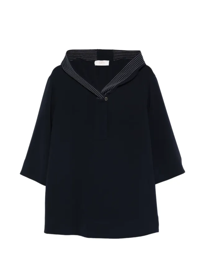 Marina Rinaldi Marina Rinaldi ストライプ柄フード付きブラウスの商品画像