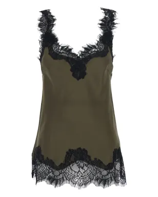 Gold Hawk lace V-neck top - Green - サムネイル1