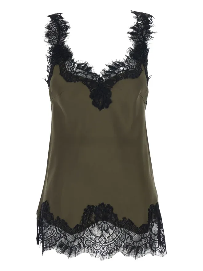 Gold Hawk Gold Hawk lace V-neck top - Greenの商品画像