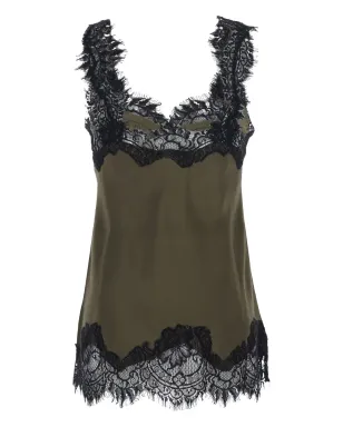 Gold Hawk lace V-neck top - Green - サムネイル2