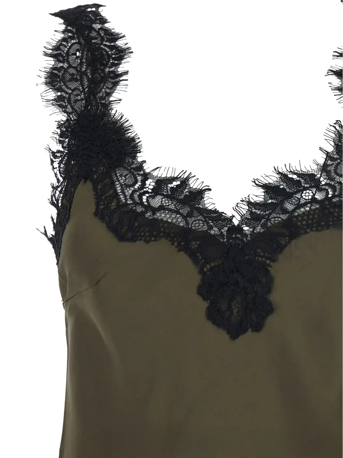 Gold Hawk lace V-neck top - Green - 画像3