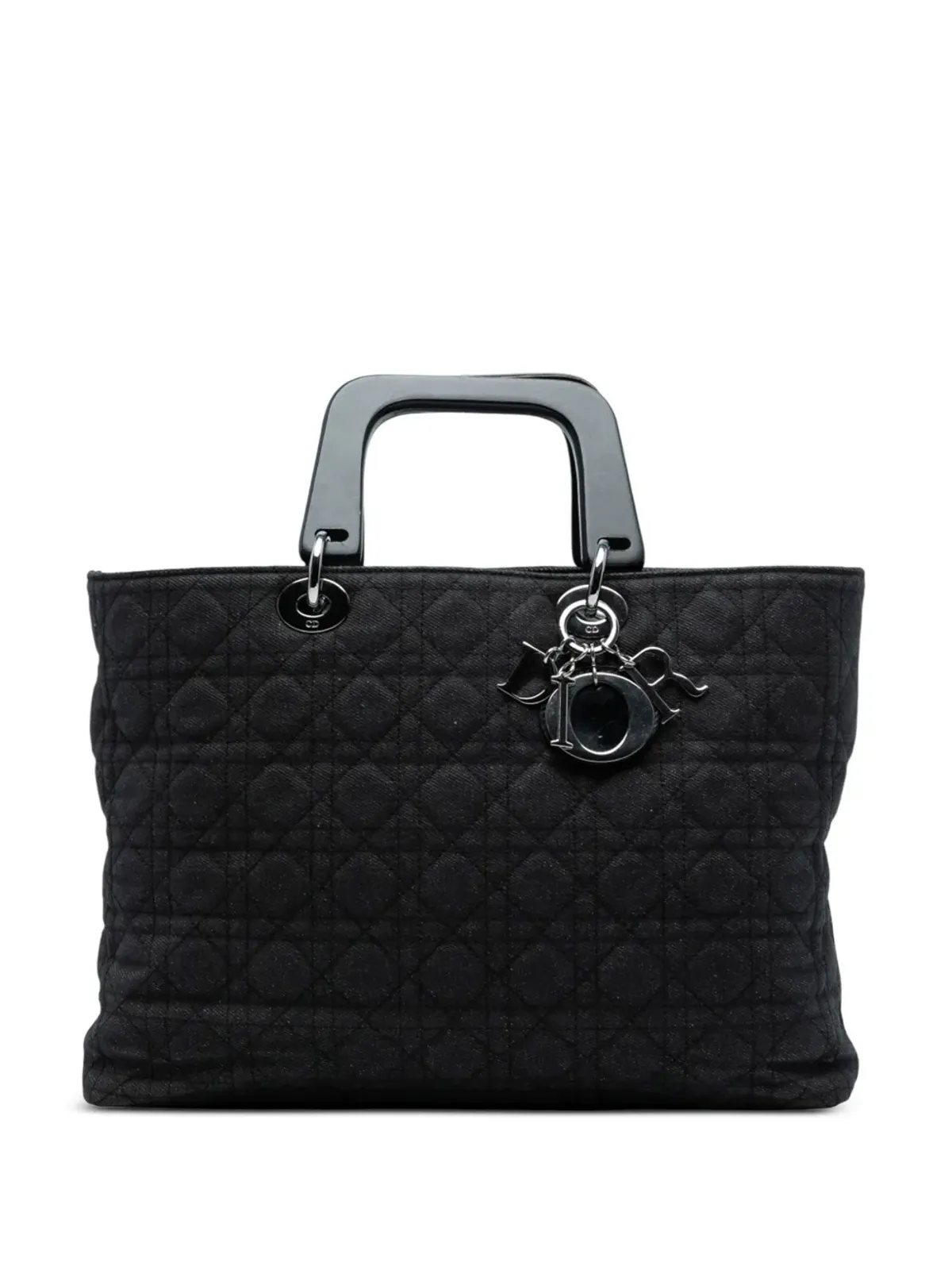 Christian Dior ビンテージ デニム Cannage Lady Dior サッチェル ブラック - 画像1