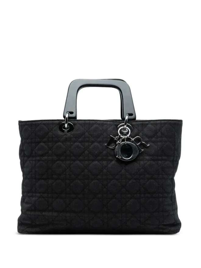 Christian Dior Pre-Owned Christian Dior ビンテージ デニム Cannage Lady Dior サッチェル ブラックの商品画像