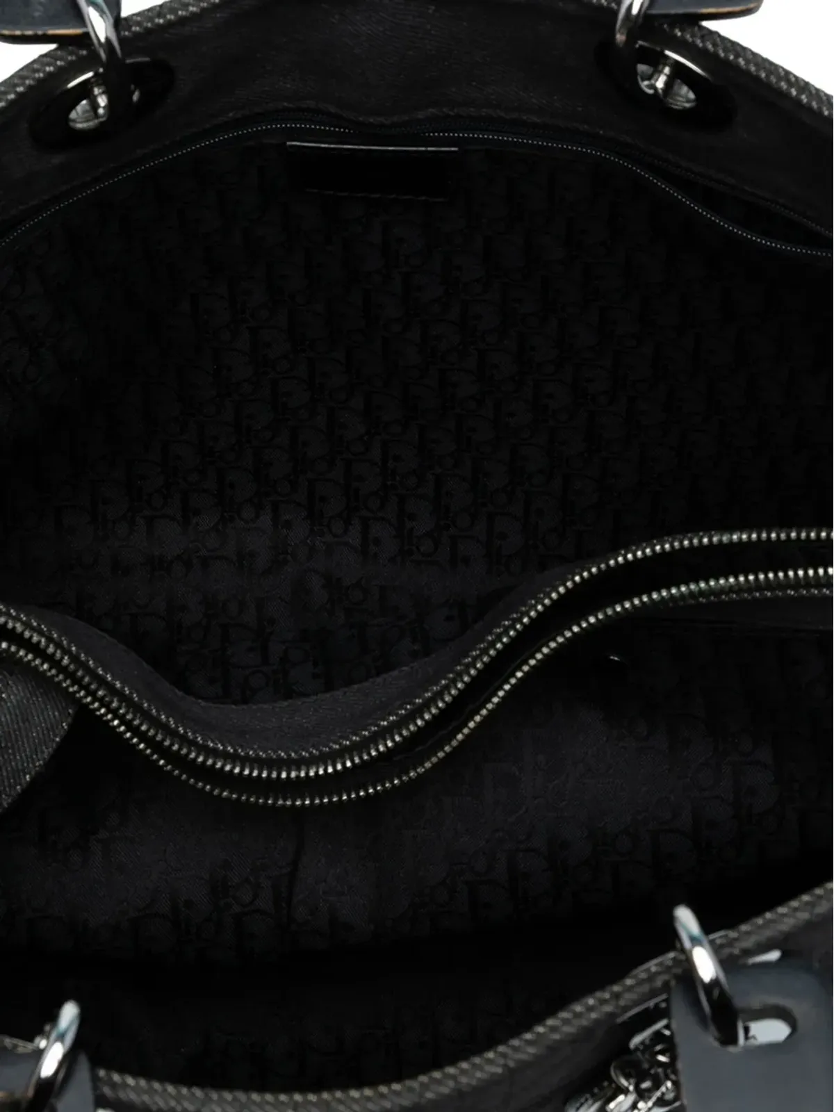 Christian Dior ビンテージ デニム Cannage Lady Dior サッチェル ブラック - 画像5