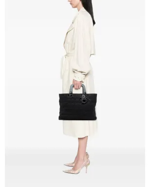 Christian Dior ビンテージ デニム Cannage Lady Dior サッチェル ブラック - サムネイル2