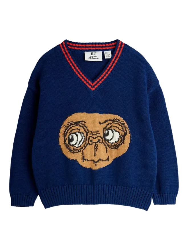Mini Rodini Mini Rodini E.Tプリント Vネックセーターの商品画像