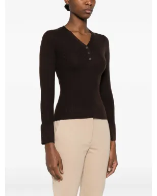IVORY PARIS ボタンアップ フレアカフス トップ ブラウン - サムネイル3