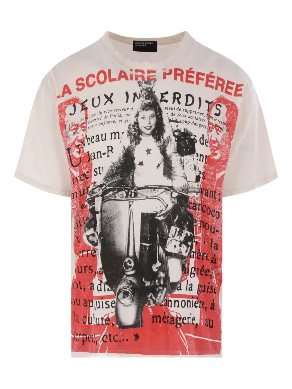 Enfants Riches Déprimés La Scolaire Préféree distressed printed T-shirt - White - 画像1