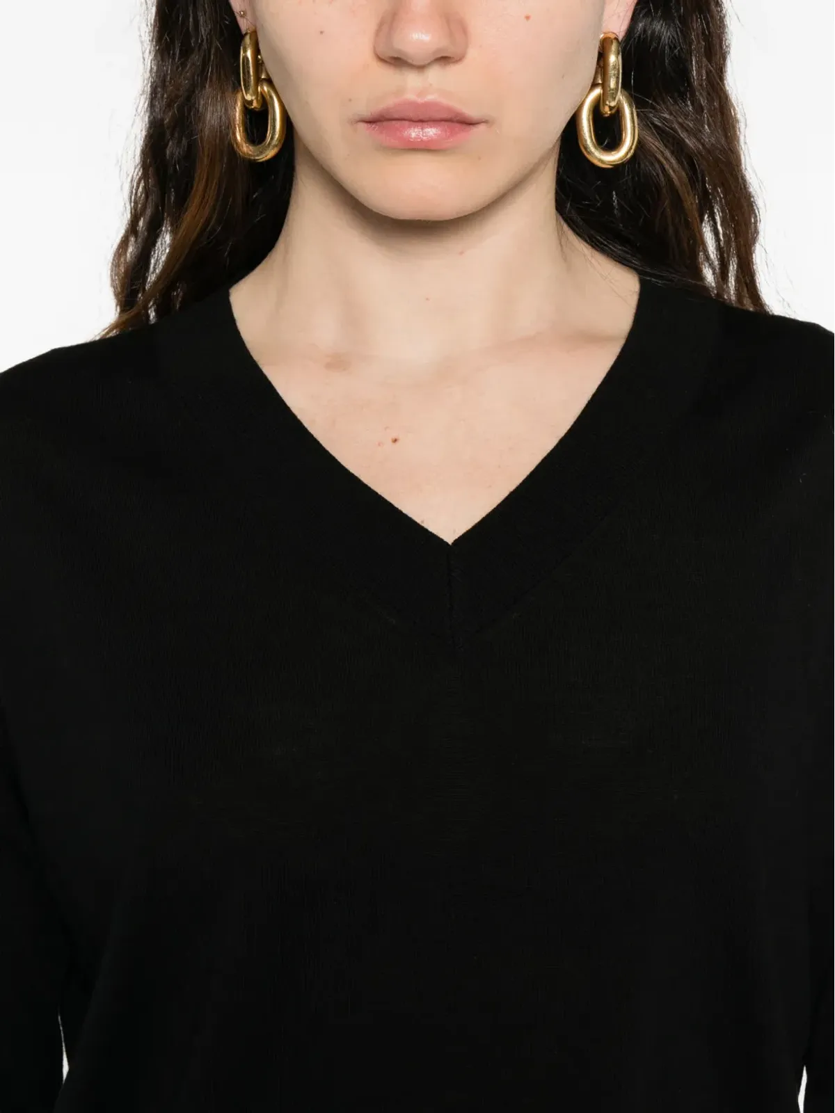 IVORY PARIS V-neck top - Black - 画像5