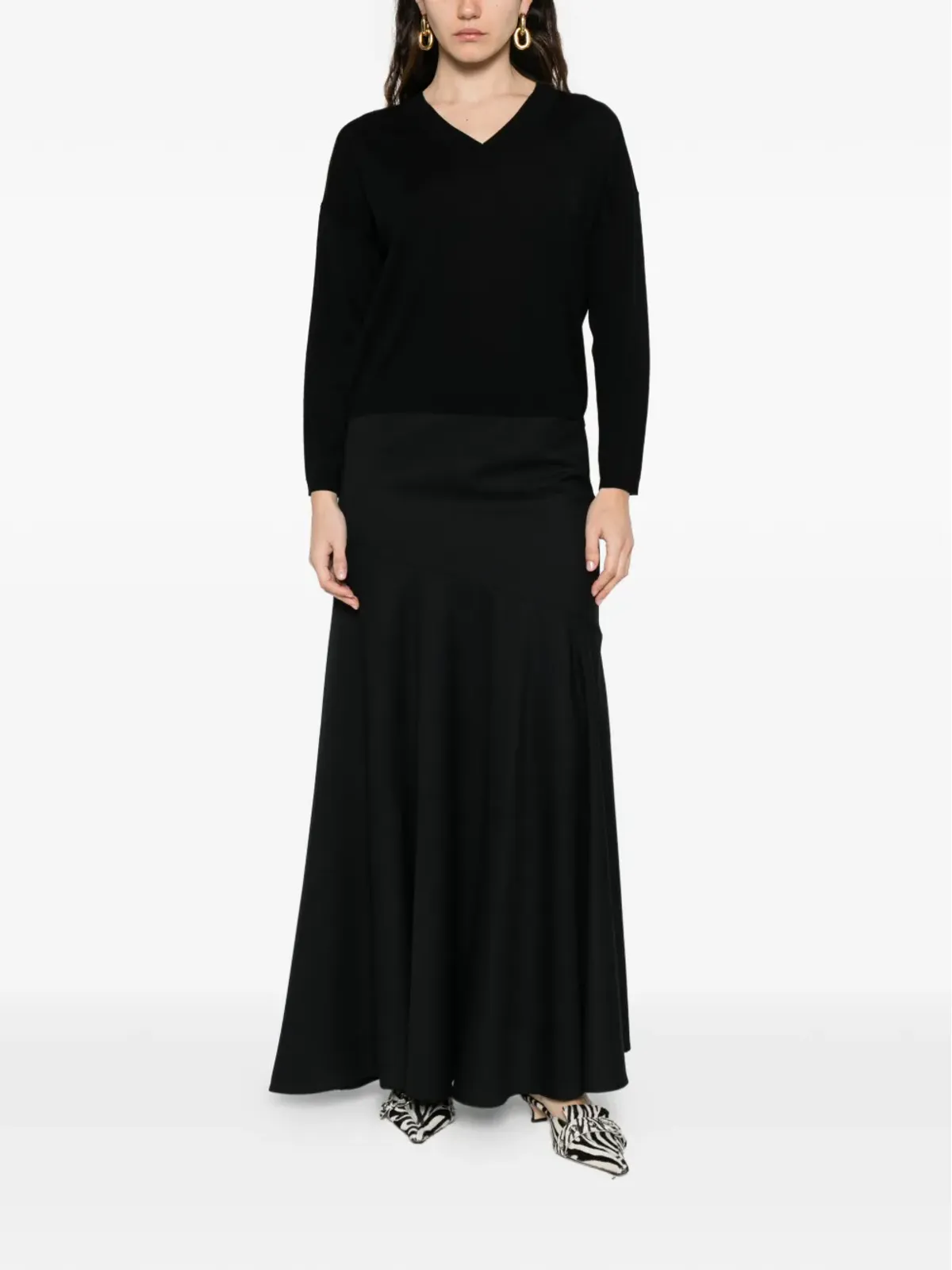 IVORY PARIS V-neck top - Black - 画像2