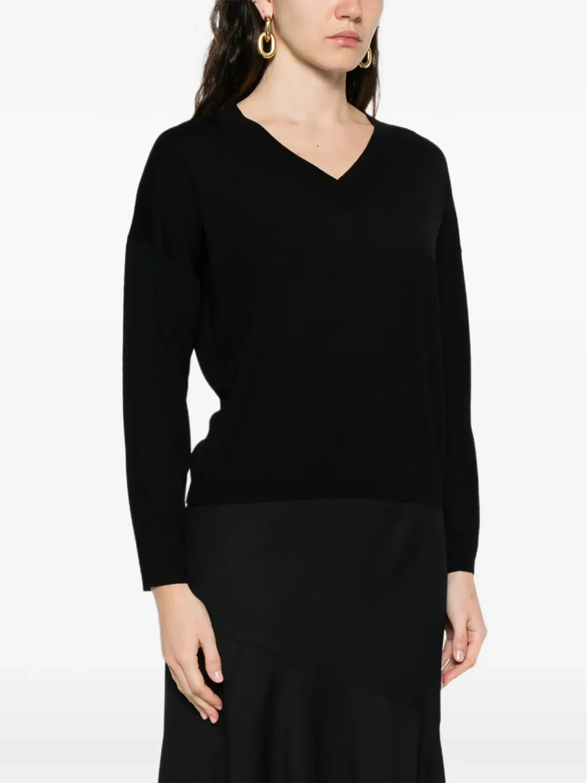 IVORY PARIS V-neck top - Black - 画像3