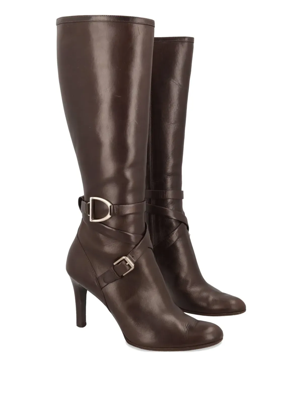 Polo Ralph Lauren Vintage criss-cross buckled leather boots - Brown - 画像2