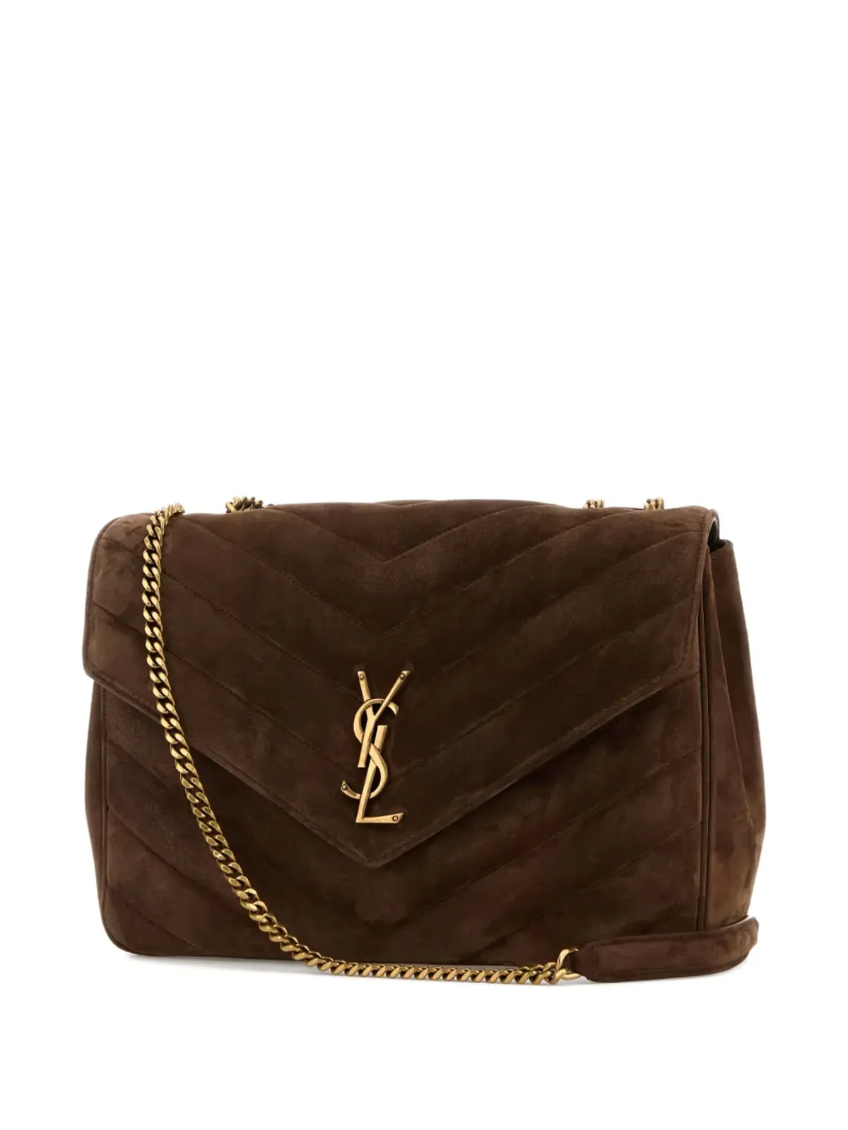 Saint Laurent Lou Lou Chevronモチーフチェーンクロスボディバッグ ブラウン - 画像3