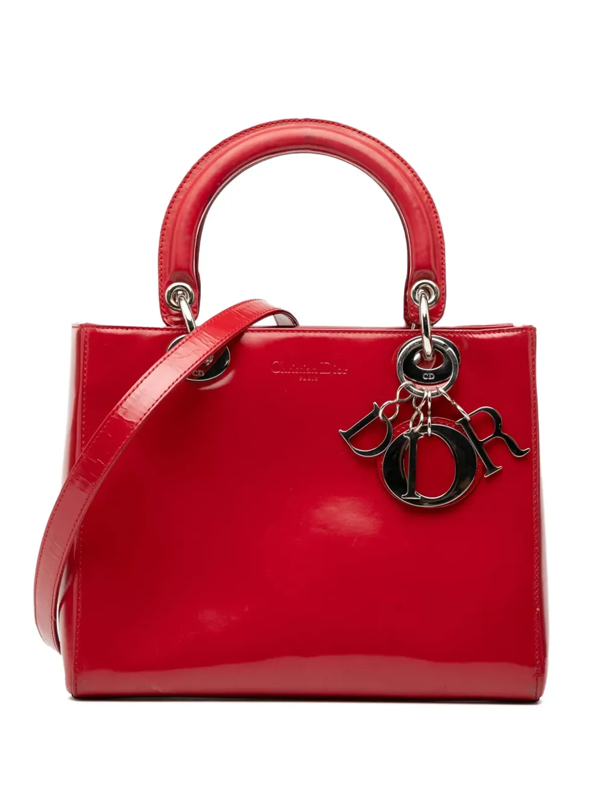 Christian Dior ビンテージ 2000-2025 ミディアム パテント レディ Dior サッチェル - レッド - 画像2