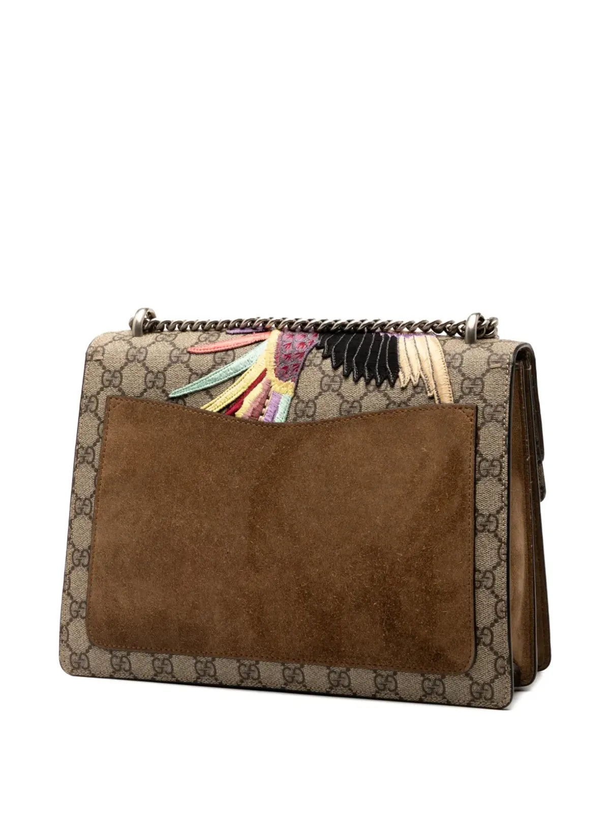 Gucci ビンテージ 2016-2025 Medium GG Supreme Embroidered Bird and Flowers Dionysus ショルダーバッグ ブラウン - 画像2