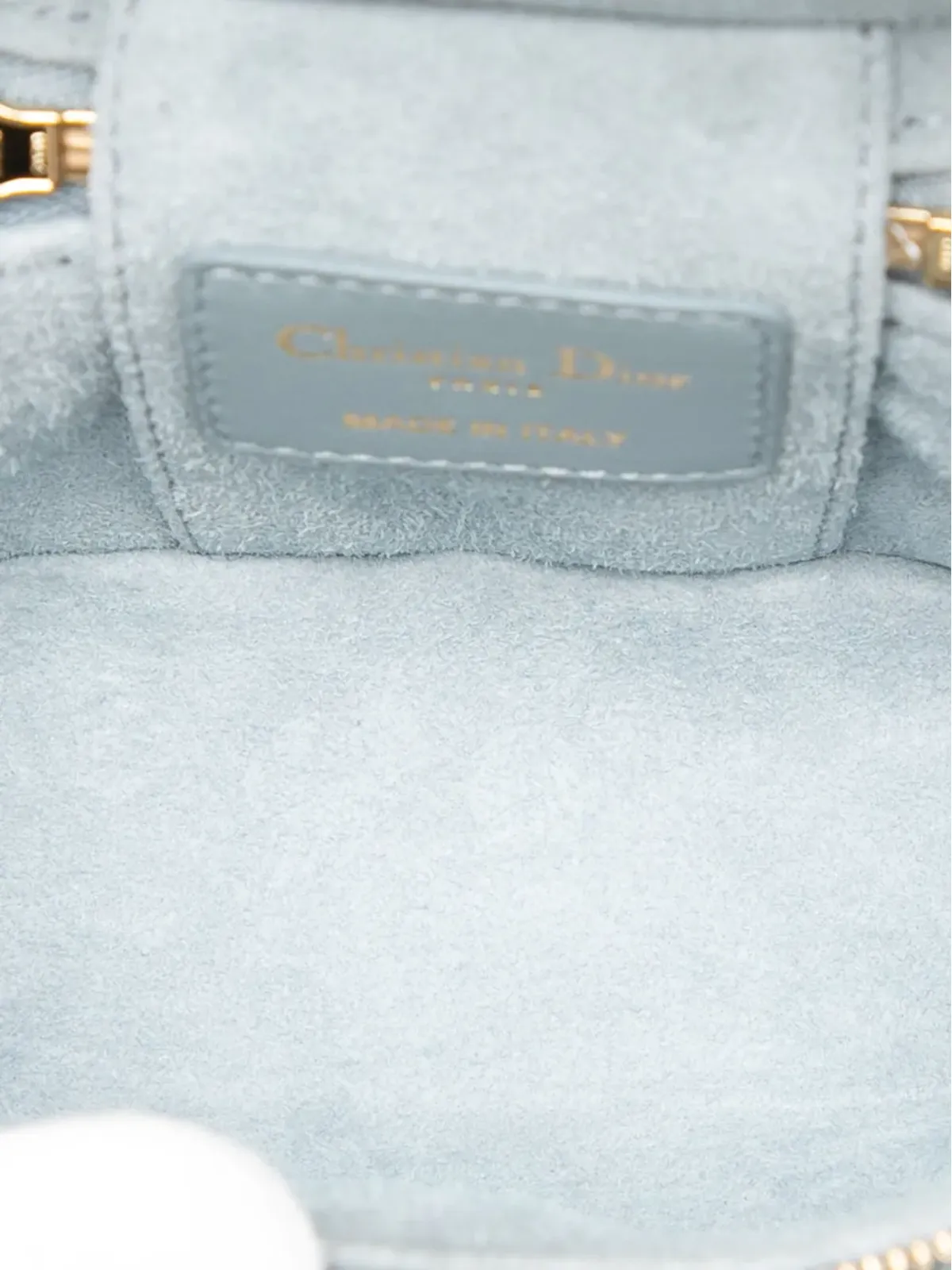 Christian Dior ビンテージ 2021 マイクロラムスキン キャンネージュ レディ ディオール ケース バニティバッグ - ブルー - 画像5