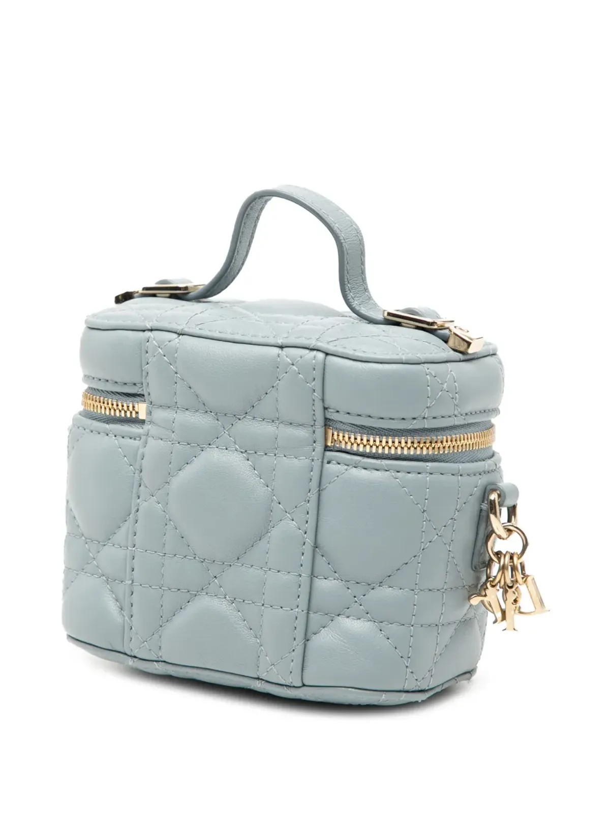 Christian Dior ビンテージ 2021 マイクロラムスキン キャンネージュ レディ ディオール ケース バニティバッグ - ブルー - 画像3