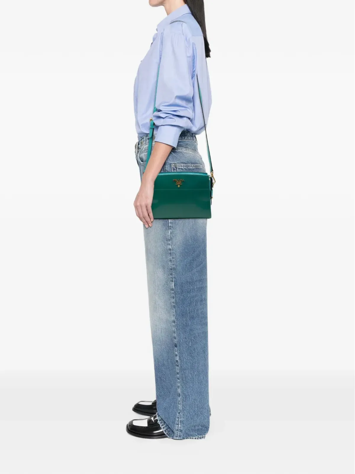 Prada ビンテージ 2013-2025 ビカラー サフィアーノ ヴェルニス エスプラナード クロスボディバッグ - ブルー - 画像2
