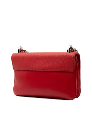 Prada Pre-Owned 2013-2025 サフィアーノとシティ・カーフ チェーン クロスボディバッグ - レッド - サムネイル3