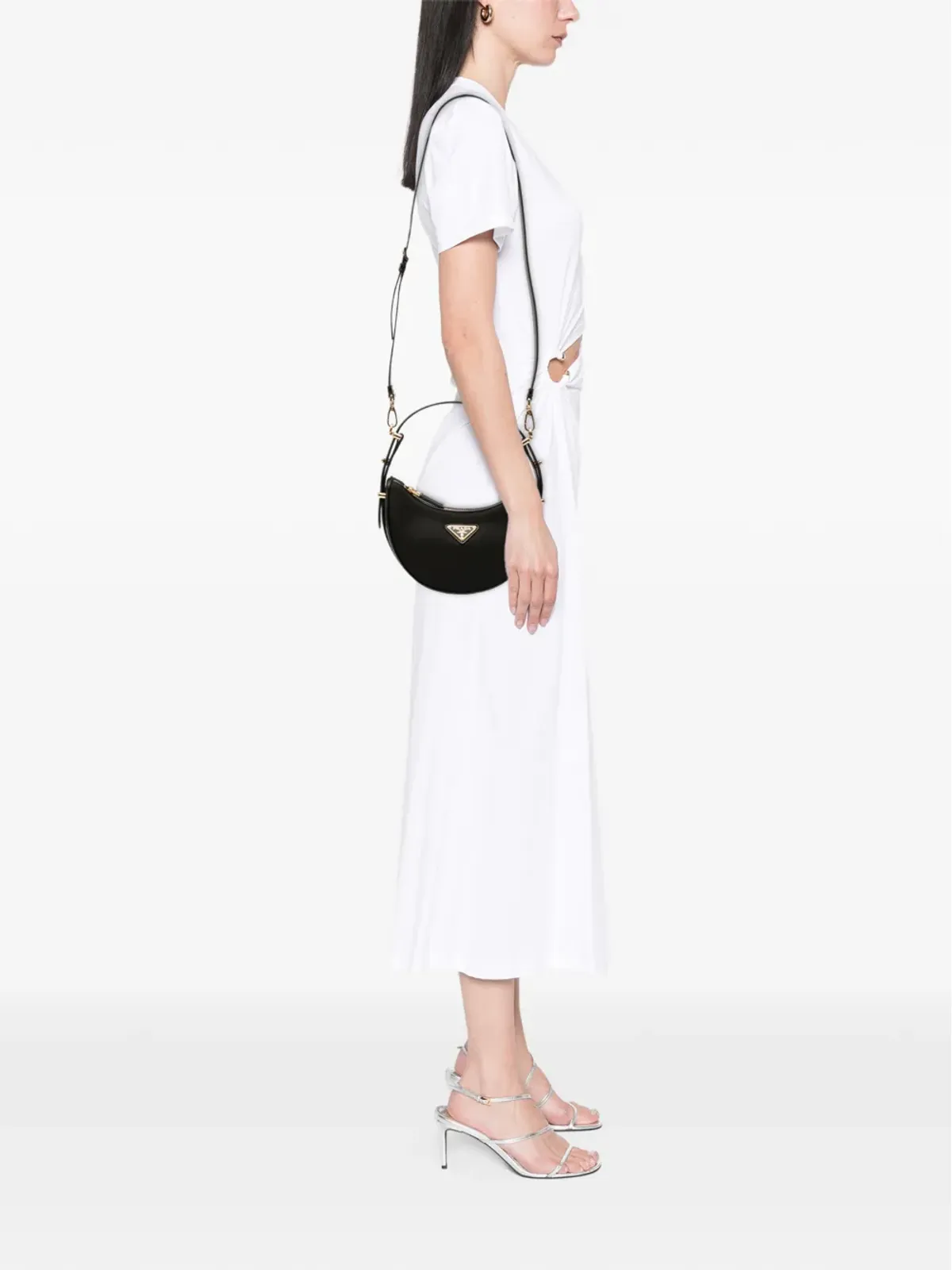 Prada ビンテージ 2013-2025 小型 Re-Nylonとレザー アルク サッチェル - ブラック - 画像2