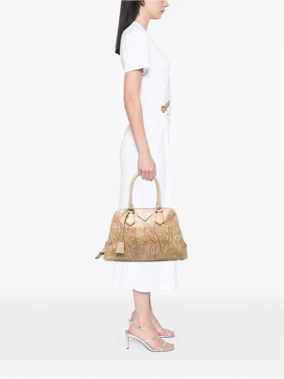 Prada ビンテージ エンボスレザー ハンドバッグ - ブラウン - 画像2