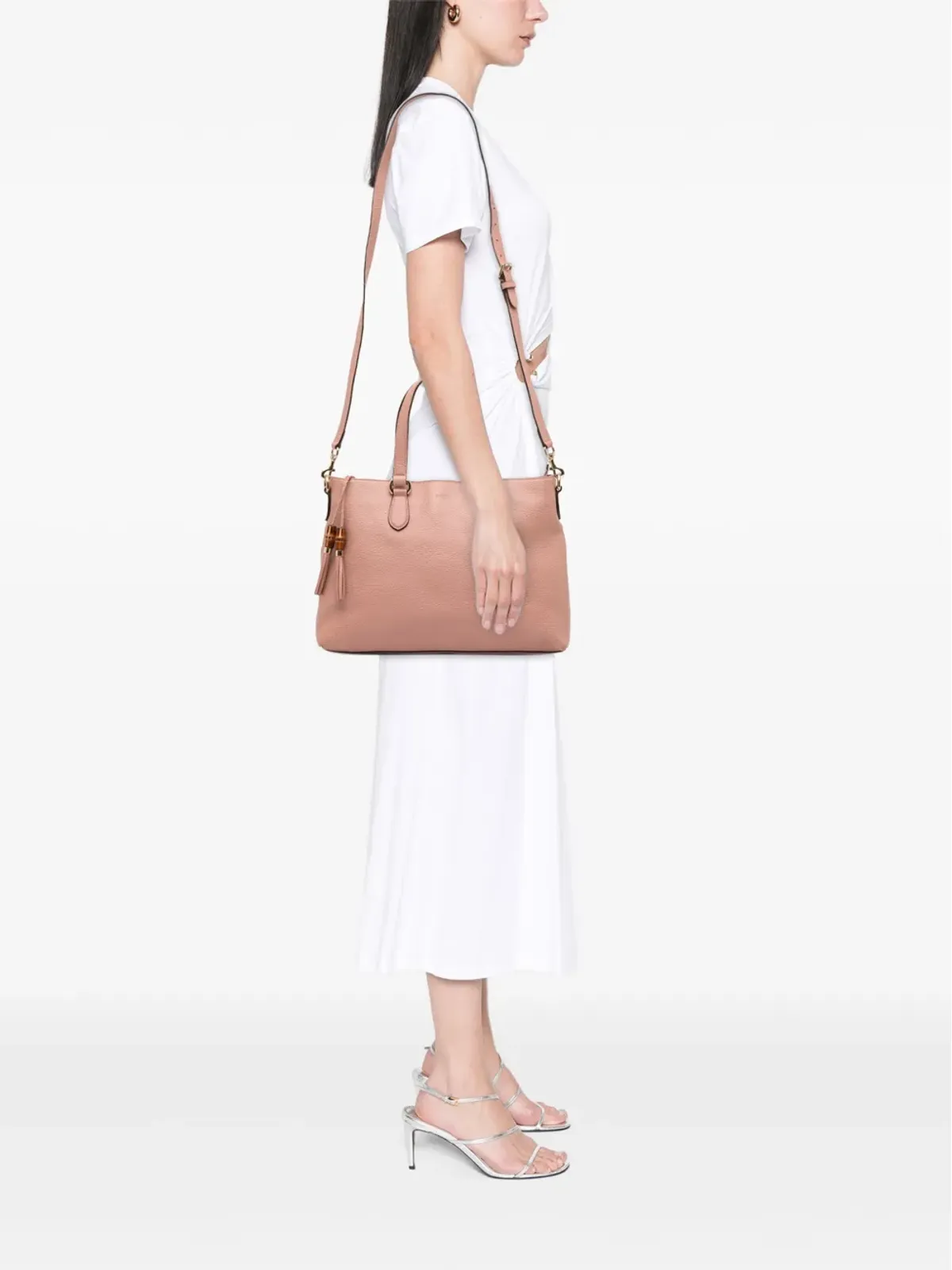 Gucci Pre-Owned レザー バンブー タッセル サッチェル - 画像2