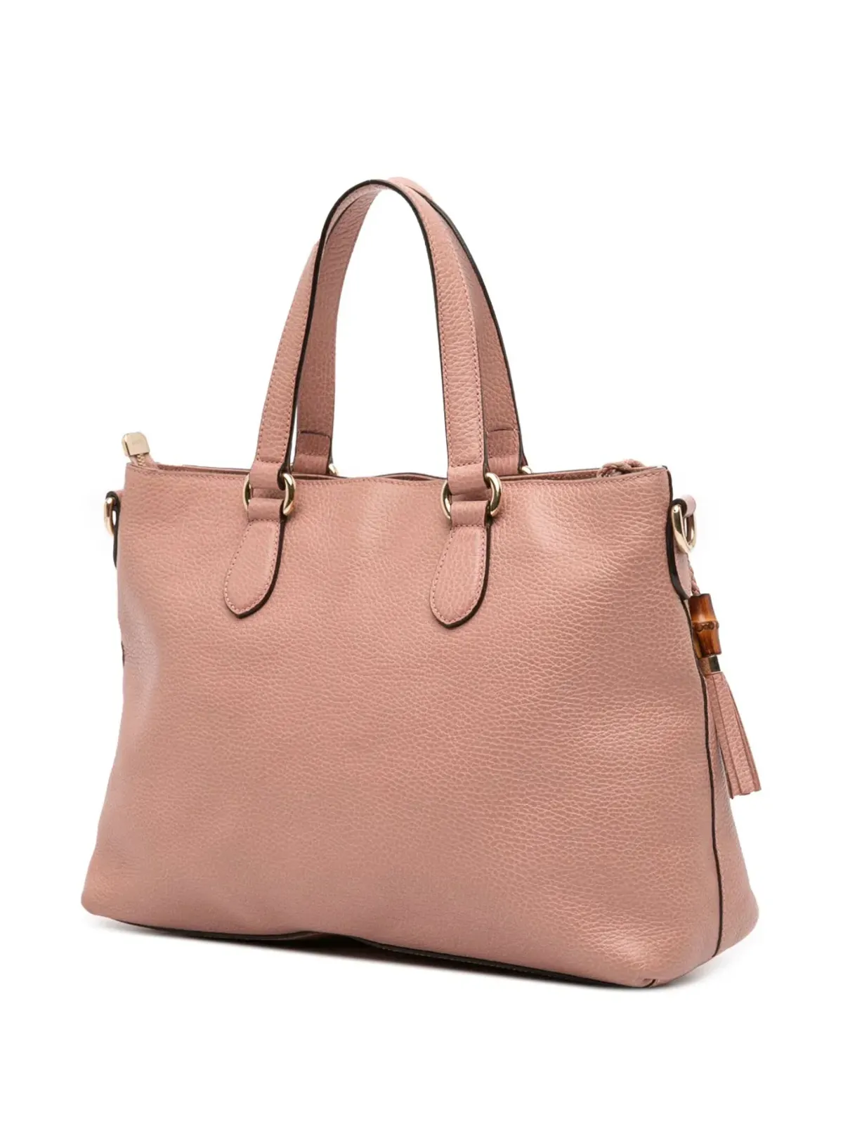 Gucci Pre-Owned レザー バンブー タッセル サッチェル - 画像3