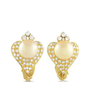 LB Exclusive 14K yellow gold diamond and pearl earrings - サムネイル1