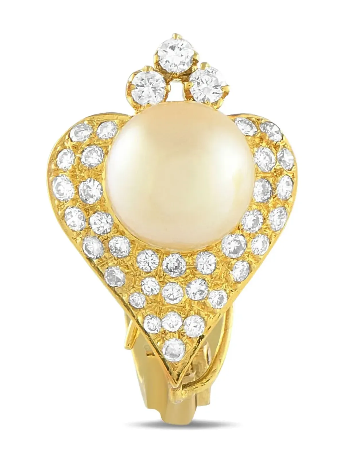 LB Exclusive 14K yellow gold diamond and pearl earrings - 画像2