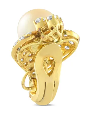 LB Exclusive 14K yellow gold diamond and pearl earrings - サムネイル3