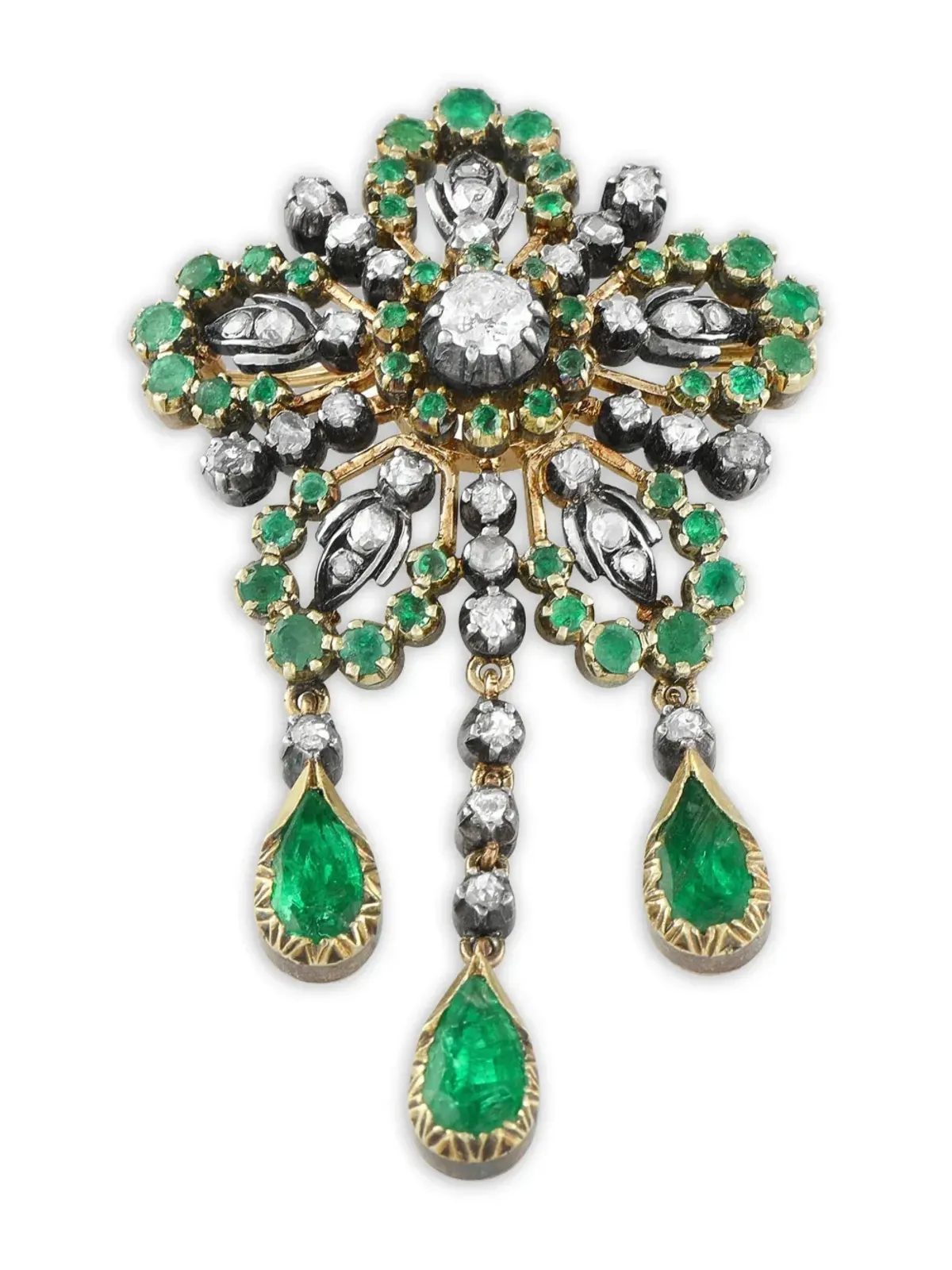 LB Exclusive 18K ローズゴールド エメラルドとダイヤモンド ブローチ - 画像3