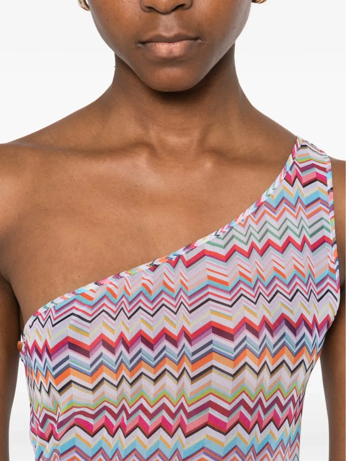 Missoni ワンショルダーV字柄マキシドレス - 画像5