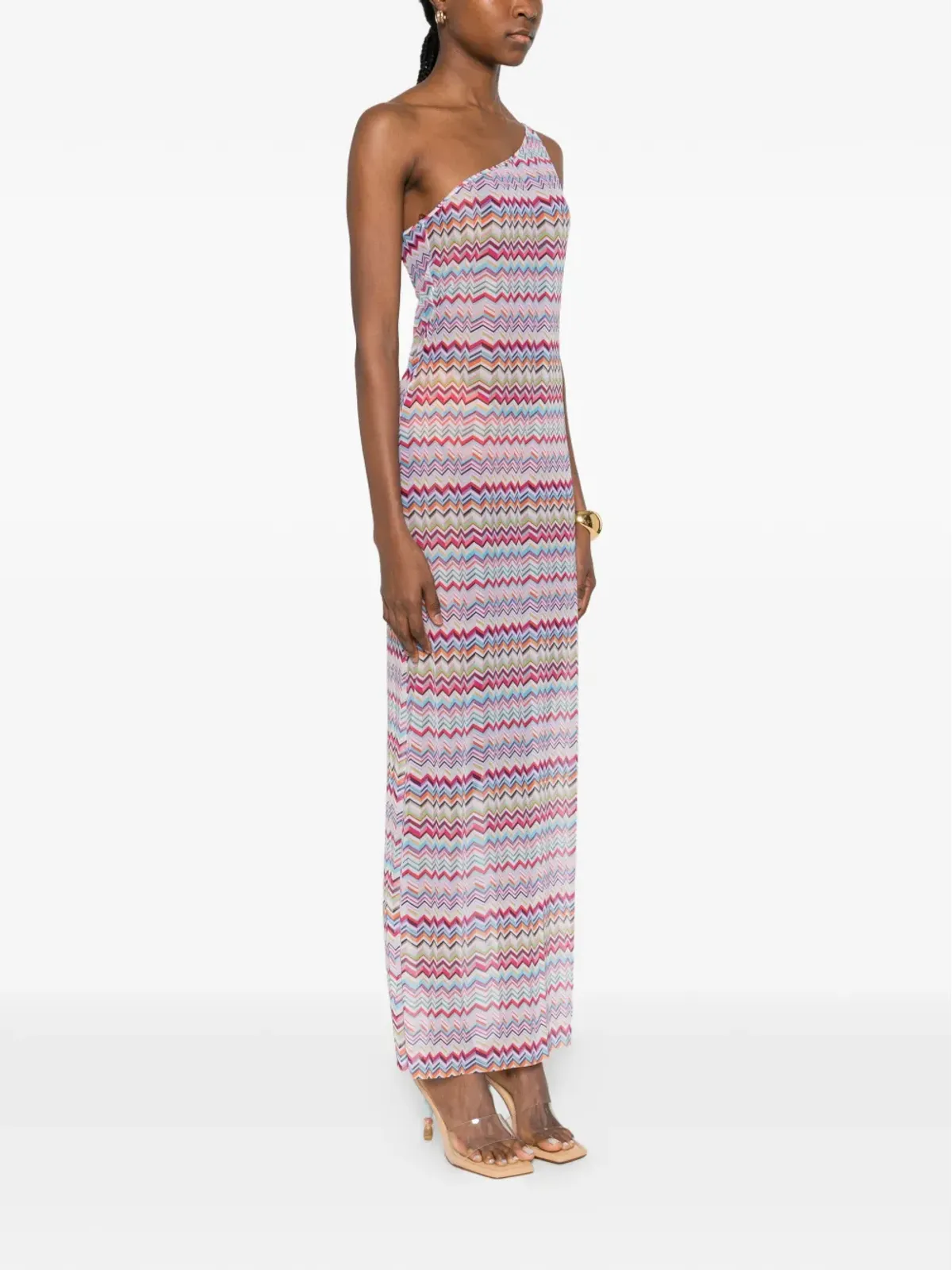 Missoni ワンショルダーV字柄マキシドレス - 画像3