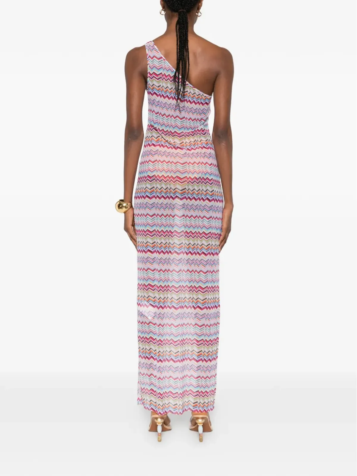 Missoni ワンショルダーV字柄マキシドレス - 画像4