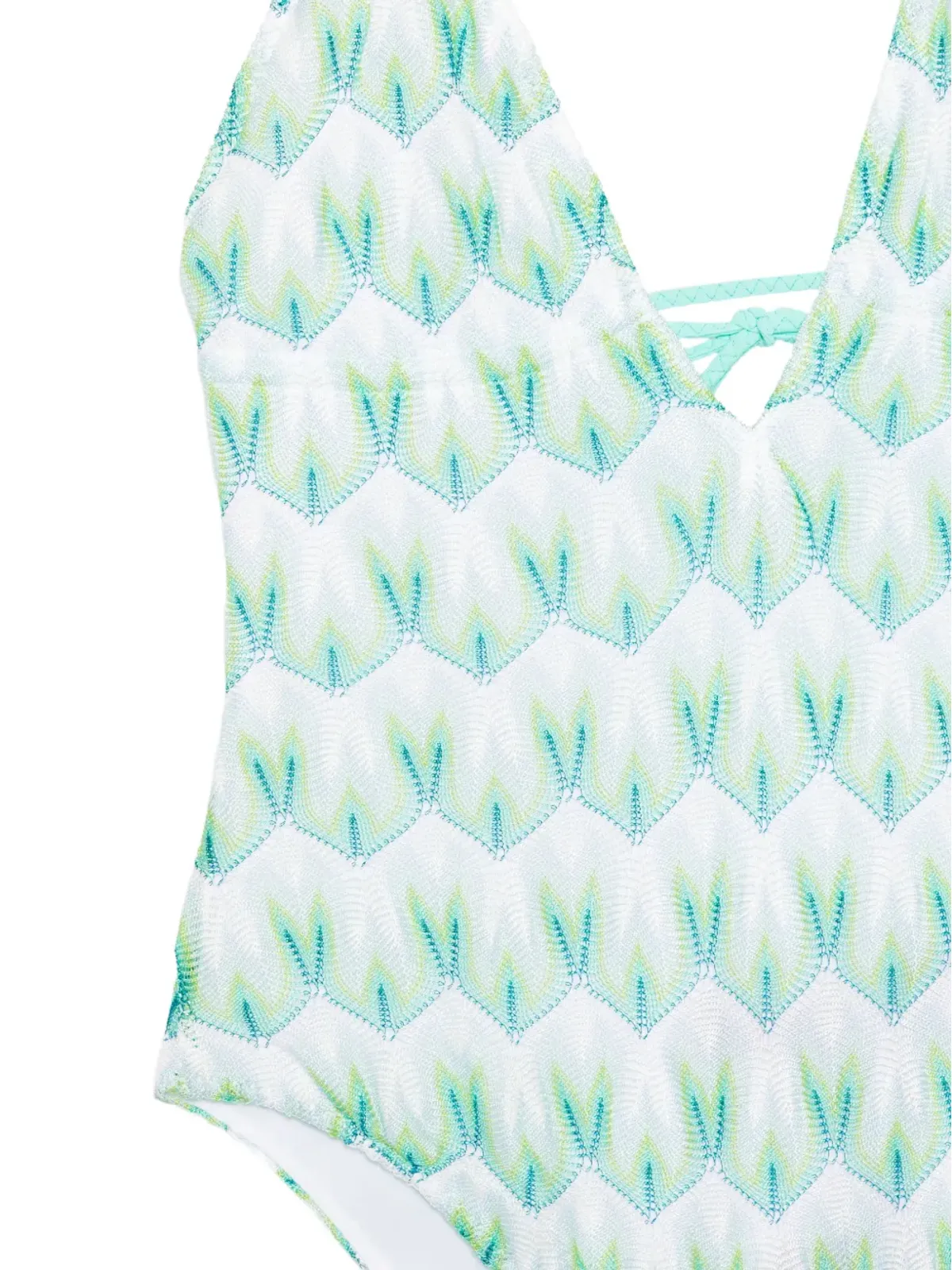 Missoni Vネック柄ワンピース水着（ホワイト） - 画像3