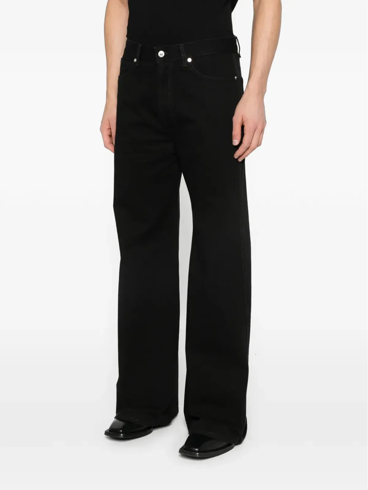 LỰU ĐẠN Phat wide-leg jeans - Black - 画像3