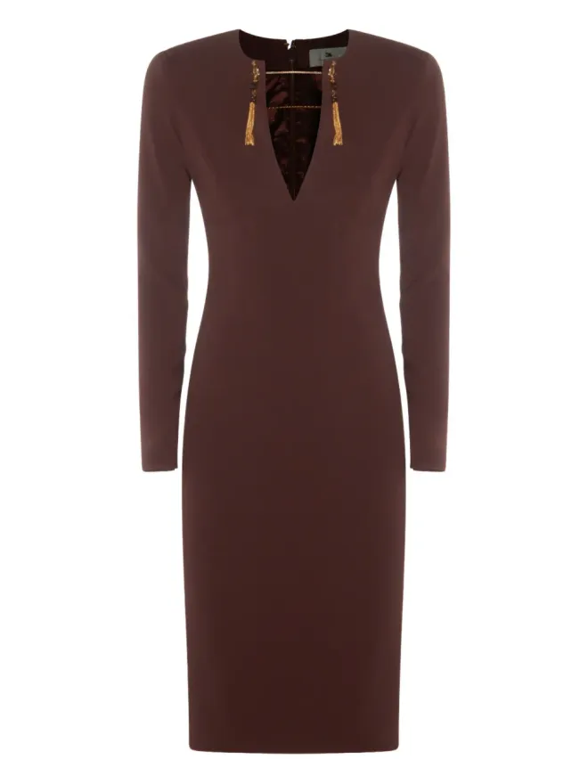 Elisabetta Franchi Elisabetta Franchi タッセル装飾 ロングスリーブドレス - レッドの商品画像