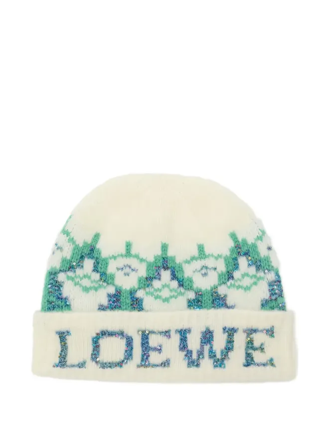 LOEWE LOEWE スパンコール装飾パターン柄ビーニーの商品画像