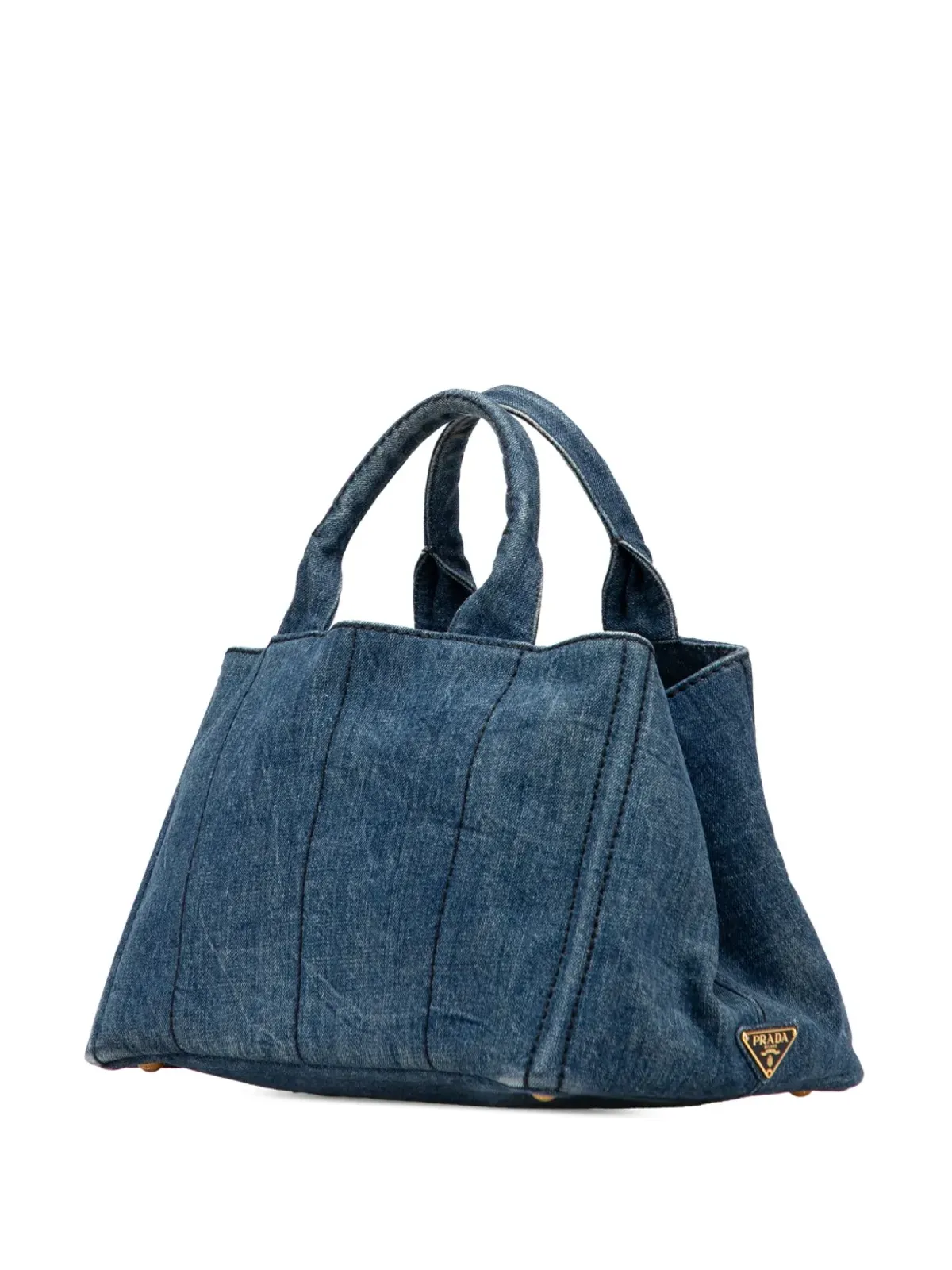 Prada Pre-Owned デニム・カナパ・ロゴ・サッチェル - ブルー - 画像3