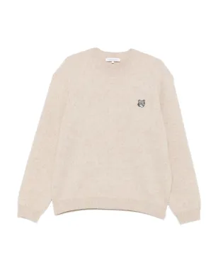 Maison Kitsuné 狐パッチ クルーネックセーター ベージュ - サムネイル1