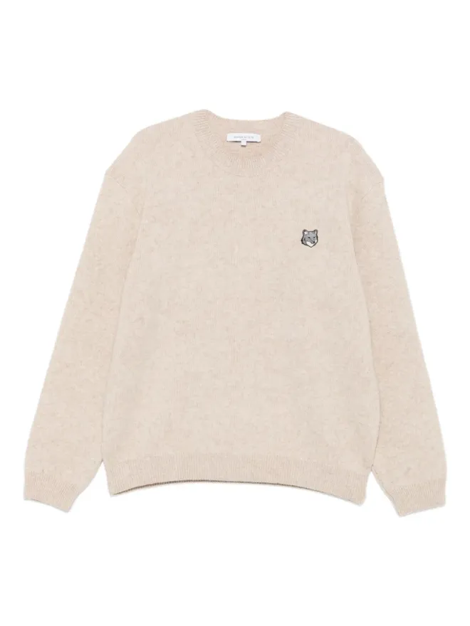 Maison Kitsuné Maison Kitsuné 狐パッチ クルーネックセーター ベージュの商品画像