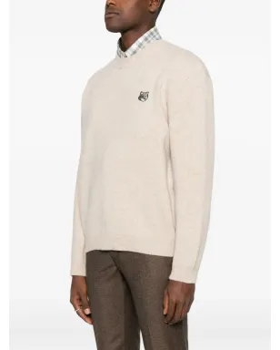 Maison Kitsuné 狐パッチ クルーネックセーター ベージュ - サムネイル3