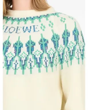 LOEWE フェアアイル柄ロゴディテールセーター - サムネイル2