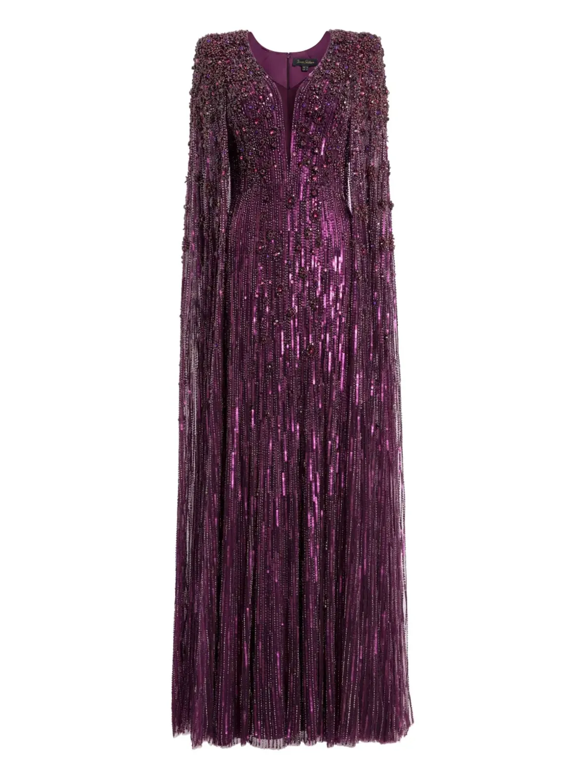 Jenny Packham スイート・シルヴァ・ビーデッド・ケープ・マキシ・ドレス - 画像1