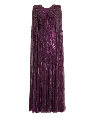 Jenny Packham スイート・シルヴァ・ビーデッド・ケープ・マキシ・ドレス - サムネイル1