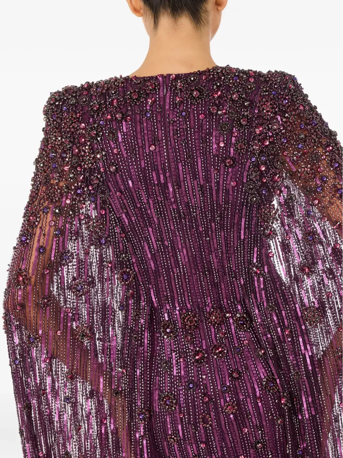 Jenny Packham スイート・シルヴァ・ビーデッド・ケープ・マキシ・ドレス - 画像5