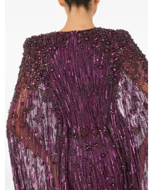 Jenny Packham スイート・シルヴァ・ビーデッド・ケープ・マキシ・ドレス - サムネイル5